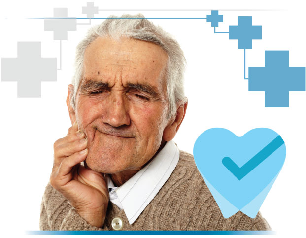 Elderly man with tooth ache