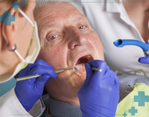 Teeth cleaning of an older gentalman